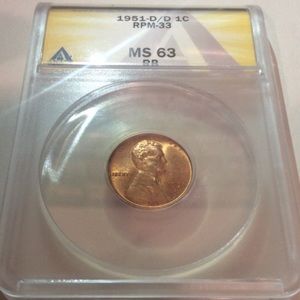 Rare ANACS D/D D Over D Repunched Mint Mark Error Mint State 63 Wheat Penny!